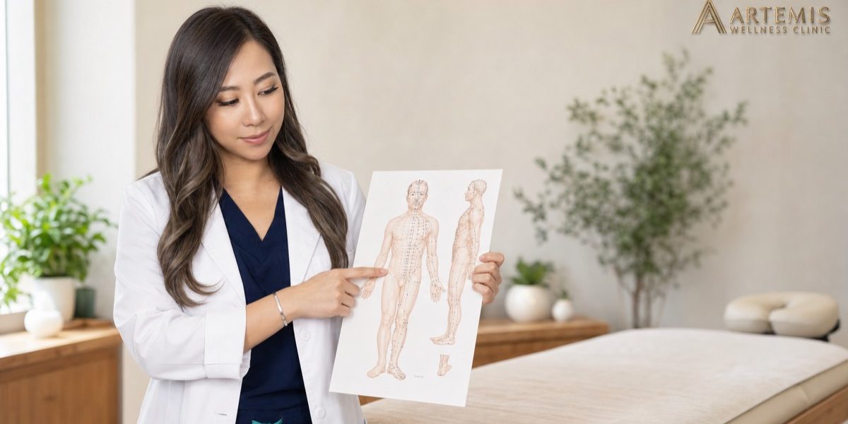 41-mandy-tam-acupuncturist-meridian-pa-hero Mandy Tam, R.Ac, ਰਿਚਮੰਡ BC ਵਿੱਚ Artemis ਵੈਲਨੈਸ ਕਲੀਨਿਕ ਵਿਖੇ TCM ਮੇਰੀਡੀਅਨ ਚਾਰਟ ਸਮਝਾਉਂਦੀ ਹੋਈ