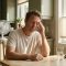 Man easing a summer heat headache at a sunlit kitchen table with water and a fan — Artemis Wellness Clinic, Richmond BC